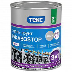 ТЕКС Грунт-эмаль 3в1 РЖАВОSTOP ПРОФИ серебряный 0,9 кг (14шт/уп)