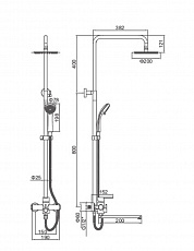 Душевая система Accoona A83103-1 с верхним душем, ручной лейкой, изливом и смесителем